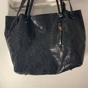 Faux leather snake print black purse